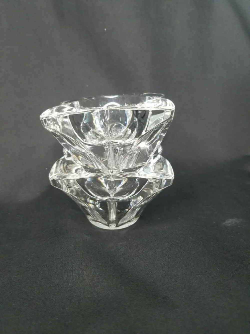 Vintage Pair of  Indiana Glass Co. Tulip Taper Candle Holders Petal Shaped